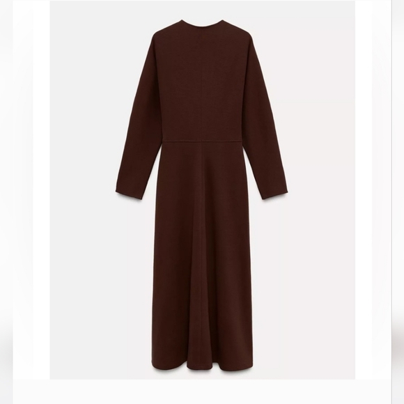Zara Burgundy V-Nack Long Sleeve Dress - Picture 4 of 9